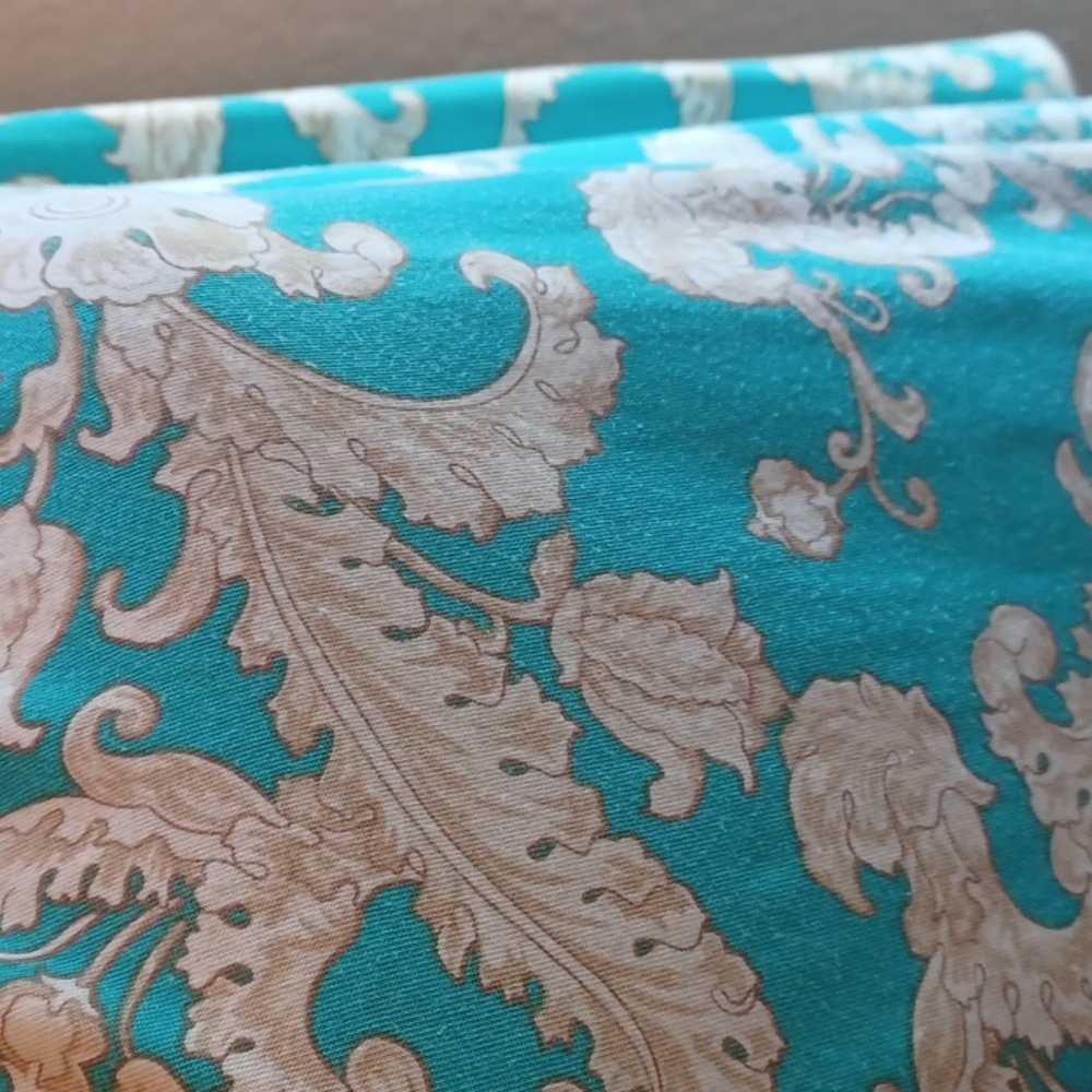 Talbots Teal and Tan Paisley Print Blouse. - Picture 3 of 5